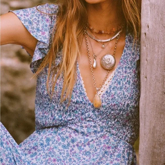 Spell Love Jetty Shirred Jumpsuit in Blue Nirvana - Picture 3 of 10